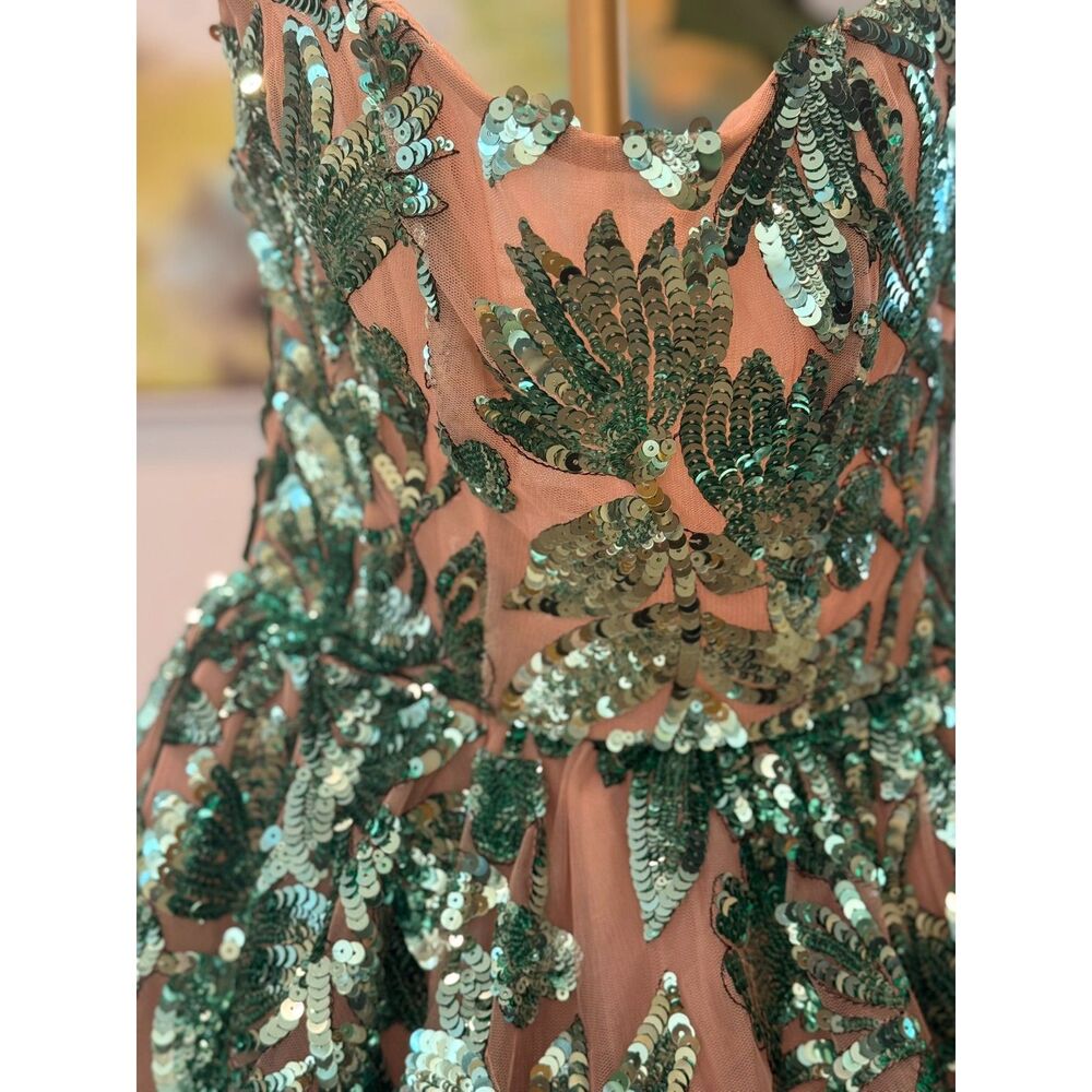 BRONX BANCO Chloe Pailette Teal Strapless Sequin Mini Dress, cocktail | wedding - Picture 13 of 15